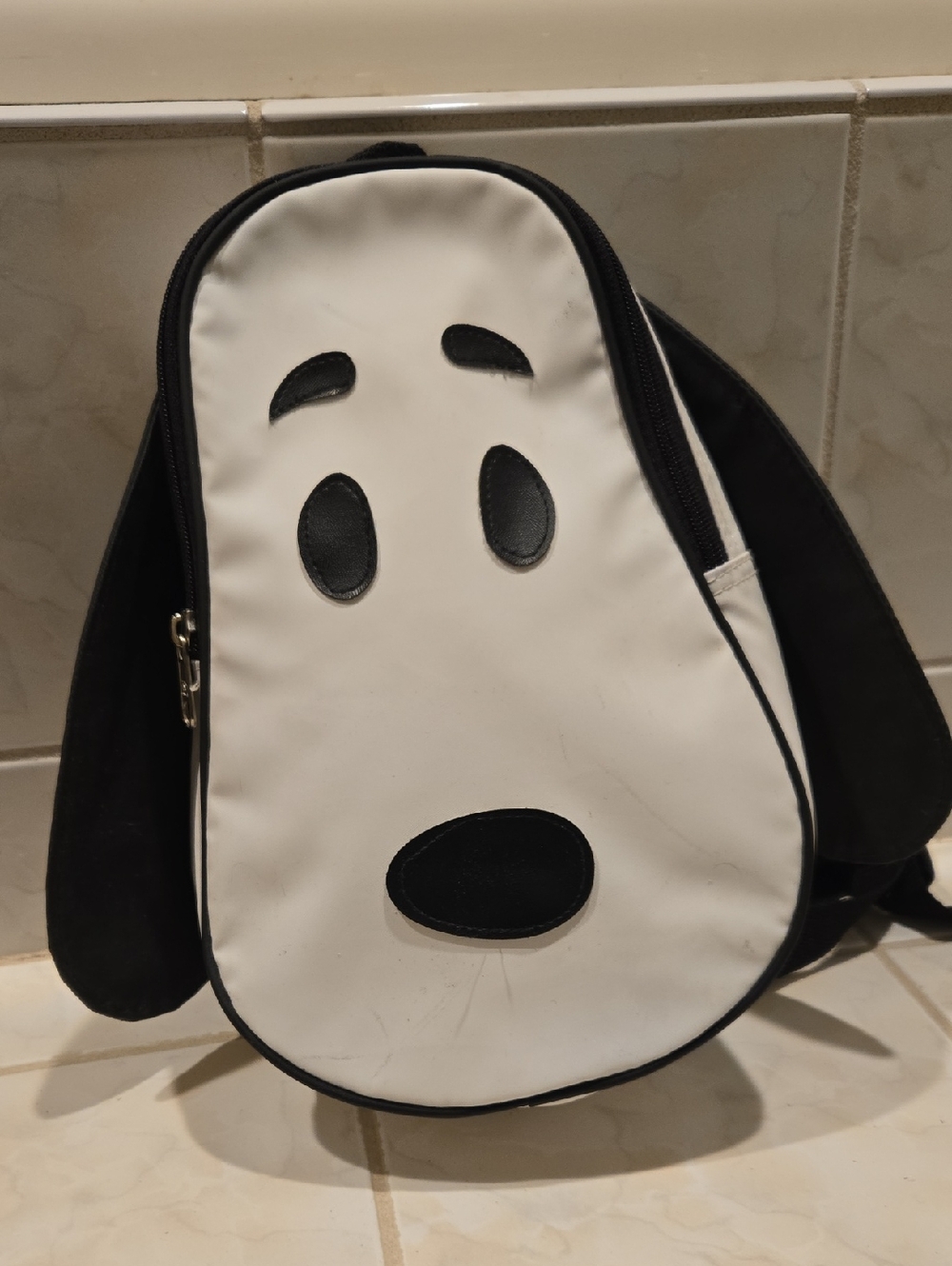 Cute Black & White Snoopy Dog Face Backpack